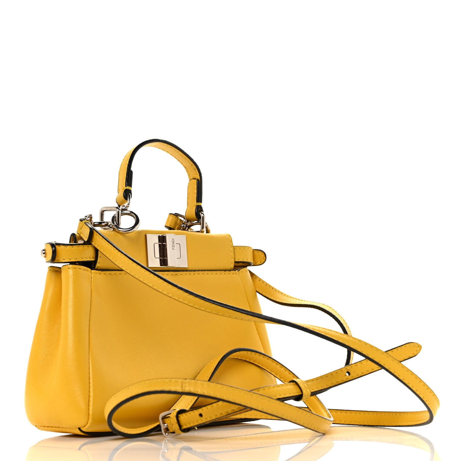 Fendi Shiny Nappa Micro Peekaboo Iconic Satchel Sunflower 3 of 8
