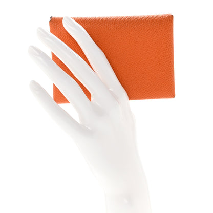 Hermes Epsom Calvi Duo Card Case Orange 2 of 9