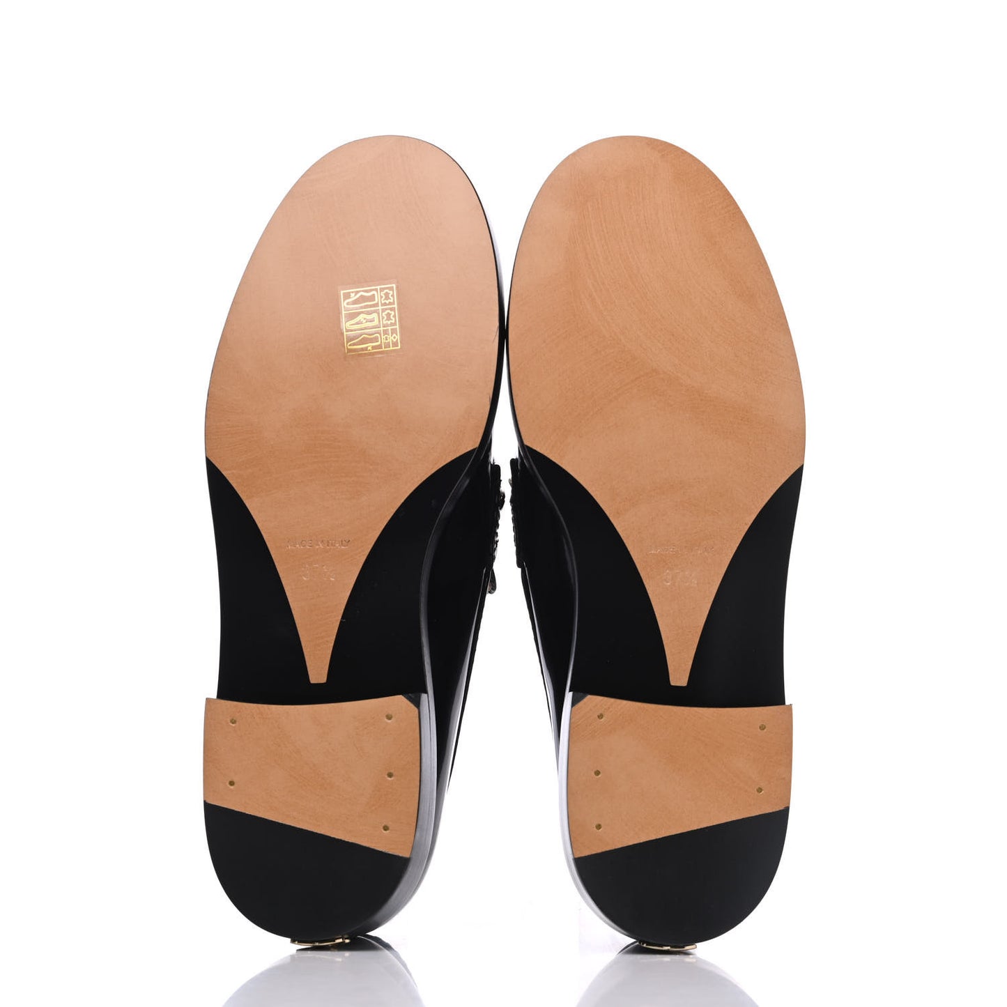 Shiny Calfskin Logo Loafers 37.5 Black