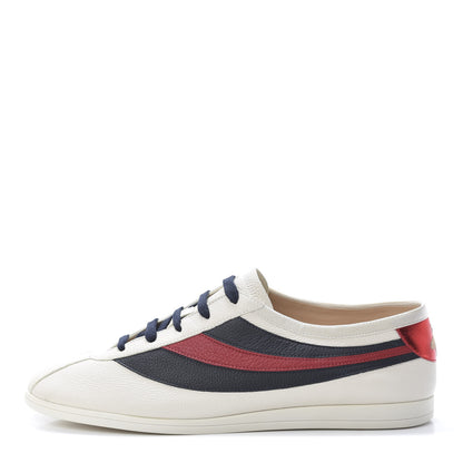 Gucci Calfskin Mens Web Falacer Sneakers 10 White Blue 1 of 9