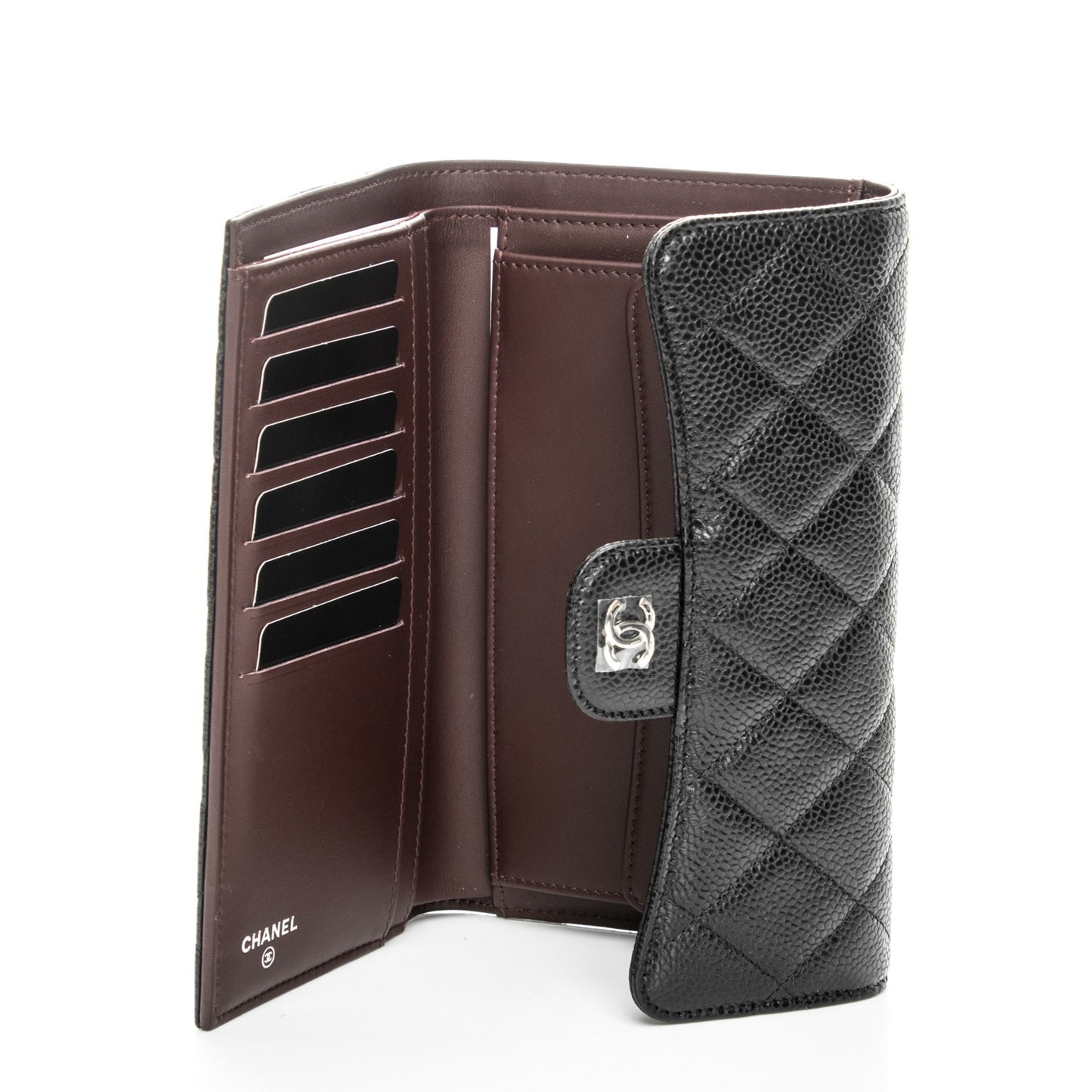 Caviar Quilted Large Flap Wallet Black