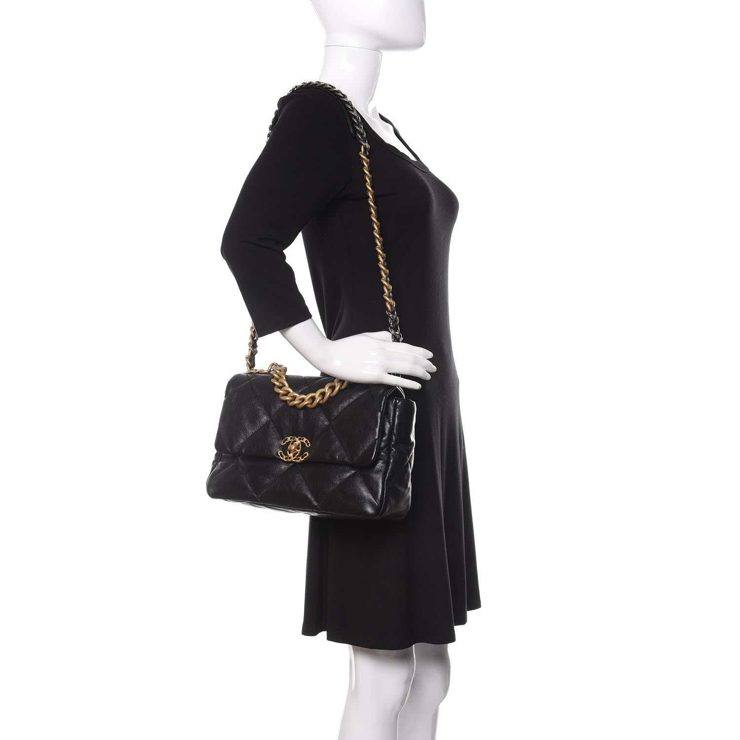 Chanel Lambskin Quilted Large 19 Flap Black 2 of 12