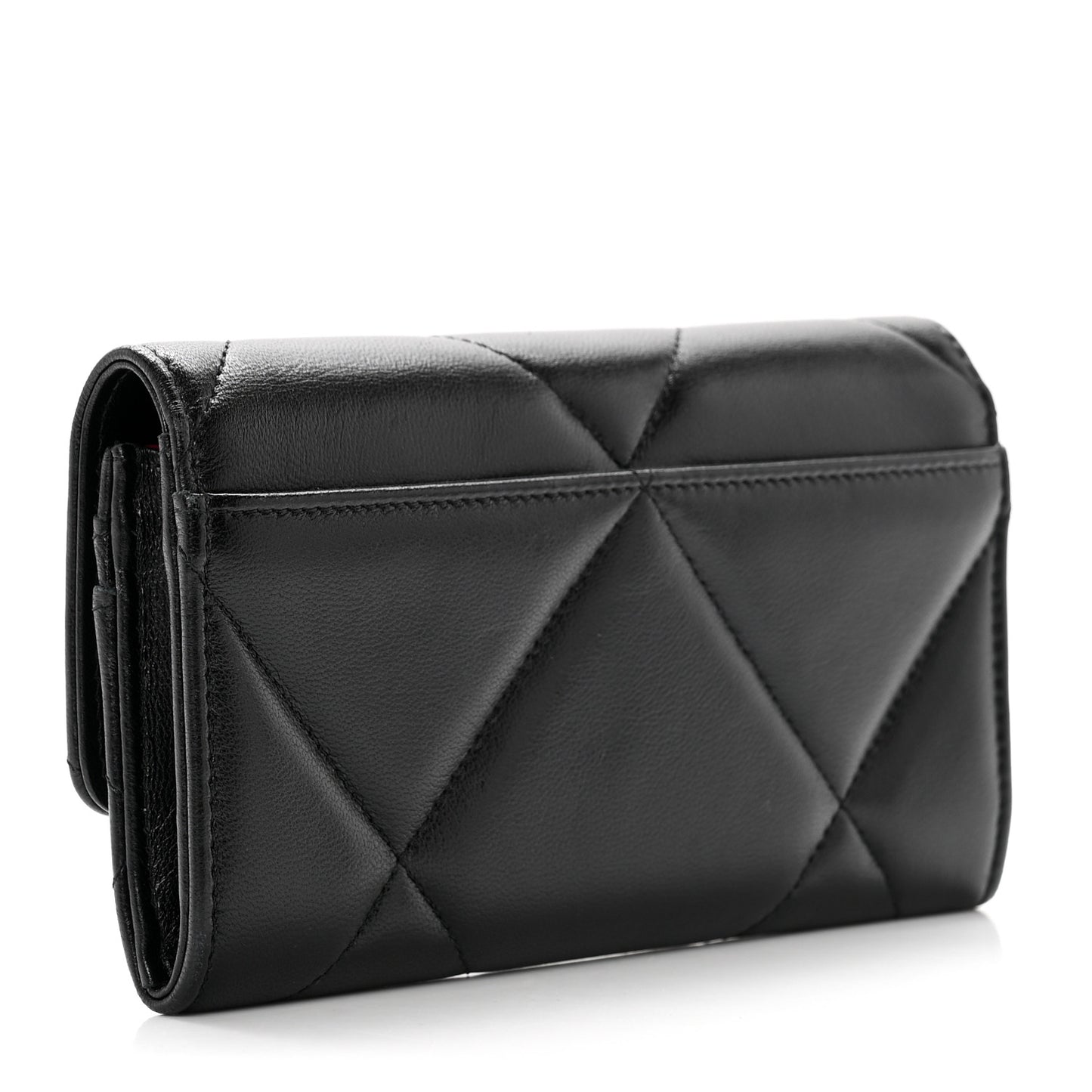 Lambskin Quilted Chanel 19 Flap Wallet Black