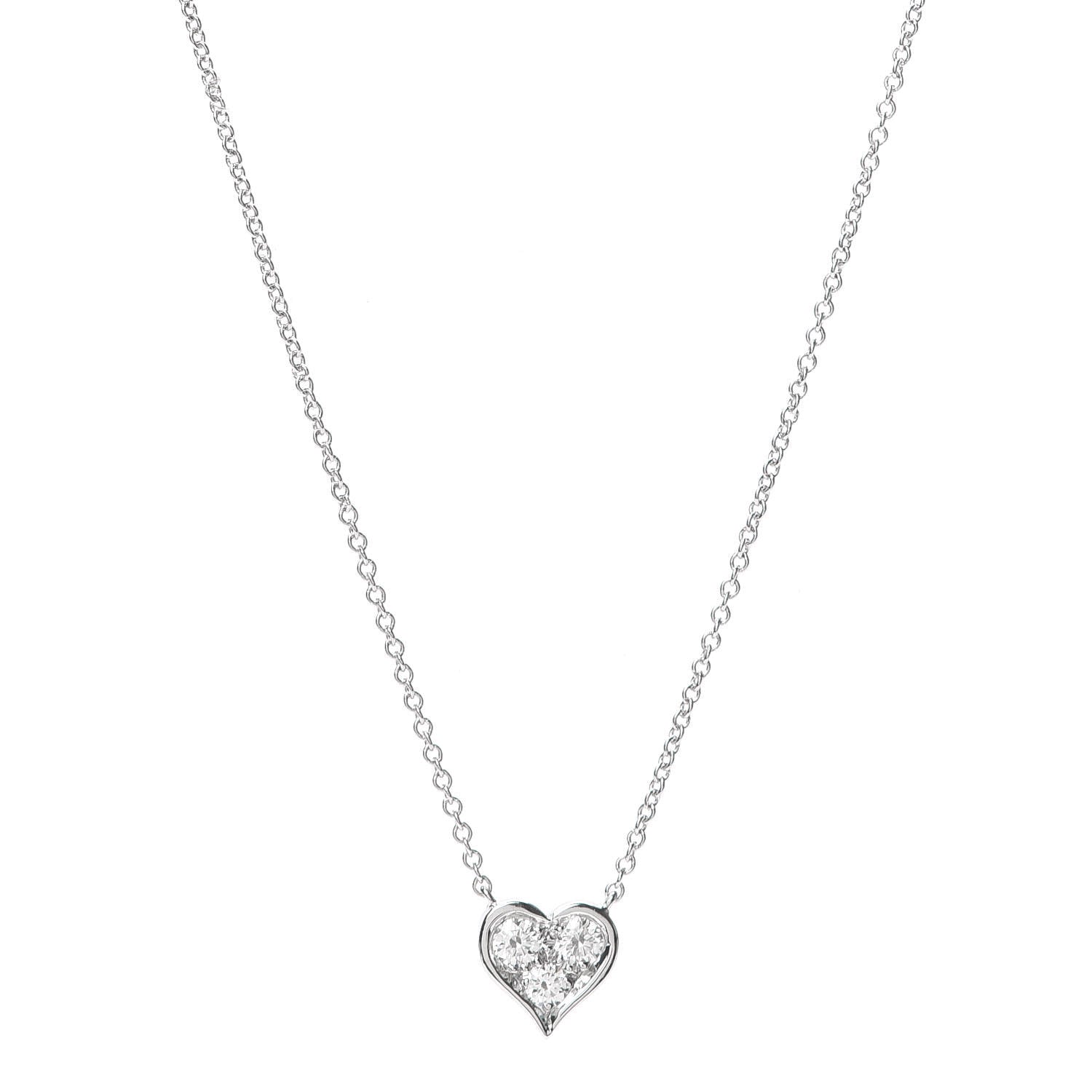 Tiffany Platinum Diamond Heart Pendant Necklace 1 of 5