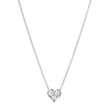 Tiffany Platinum Diamond Heart Pendant Necklace 1 of 5