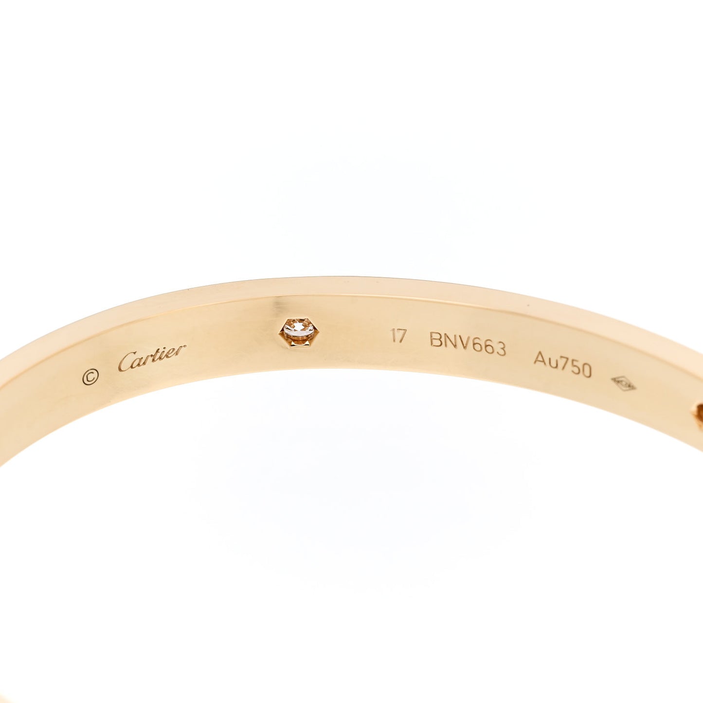 18K Yellow Gold 4 Diamond LOVE Bracelet 17