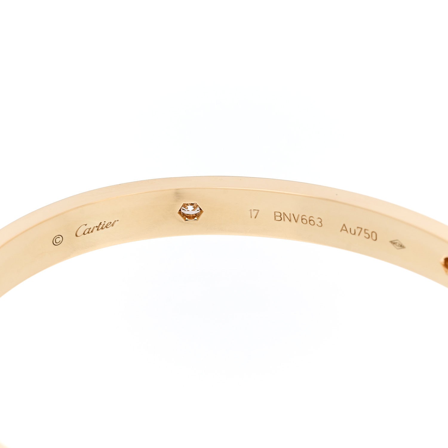 Cartier 18K Yellow Gold 4 Diamond LOVE Bracelet 17 5 of 7