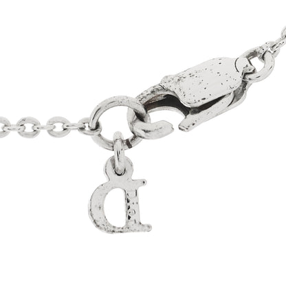 Christian Dior Metal Crystal Logo Choker Necklace Silver 5 of 5