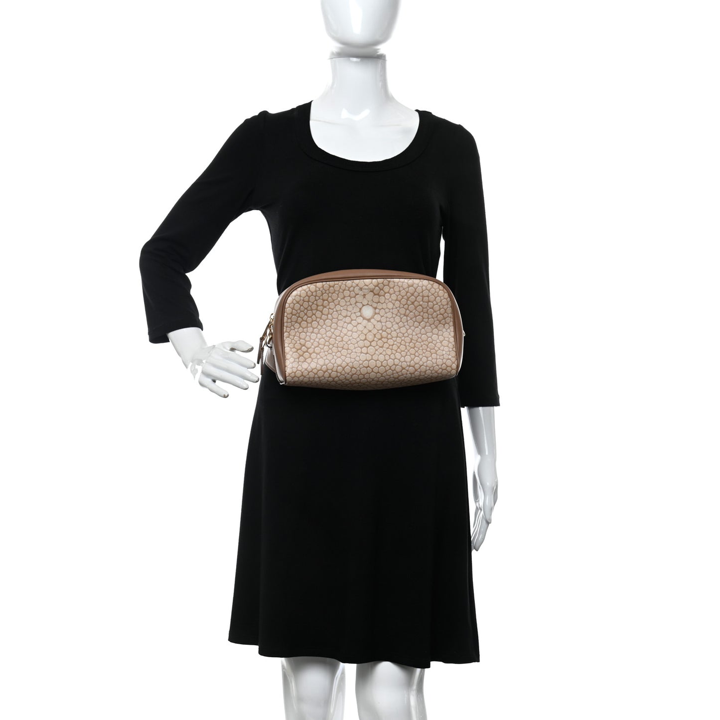 Calfskin Stingray Print Cube Bumbag Light Sand