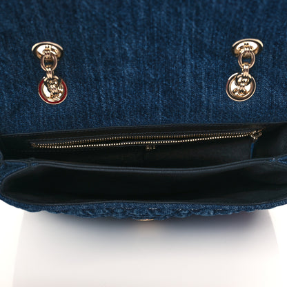 Salvatore Ferragamo Denim Quilted Gancini Small Flap Bag Blue 5 of 10