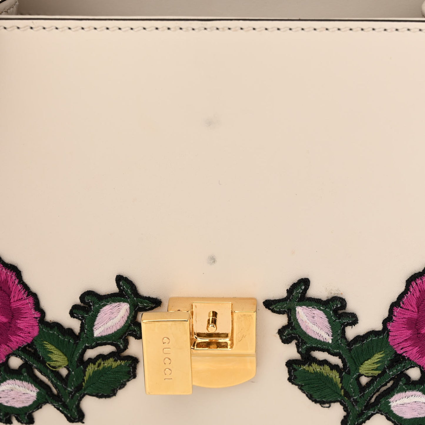 Calfskin Embroidered Mini Sylvie Top Handle Bag White