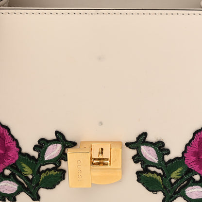 Gucci Calfskin Embroidered Mini Sylvie Top Handle Bag White 11 of 14