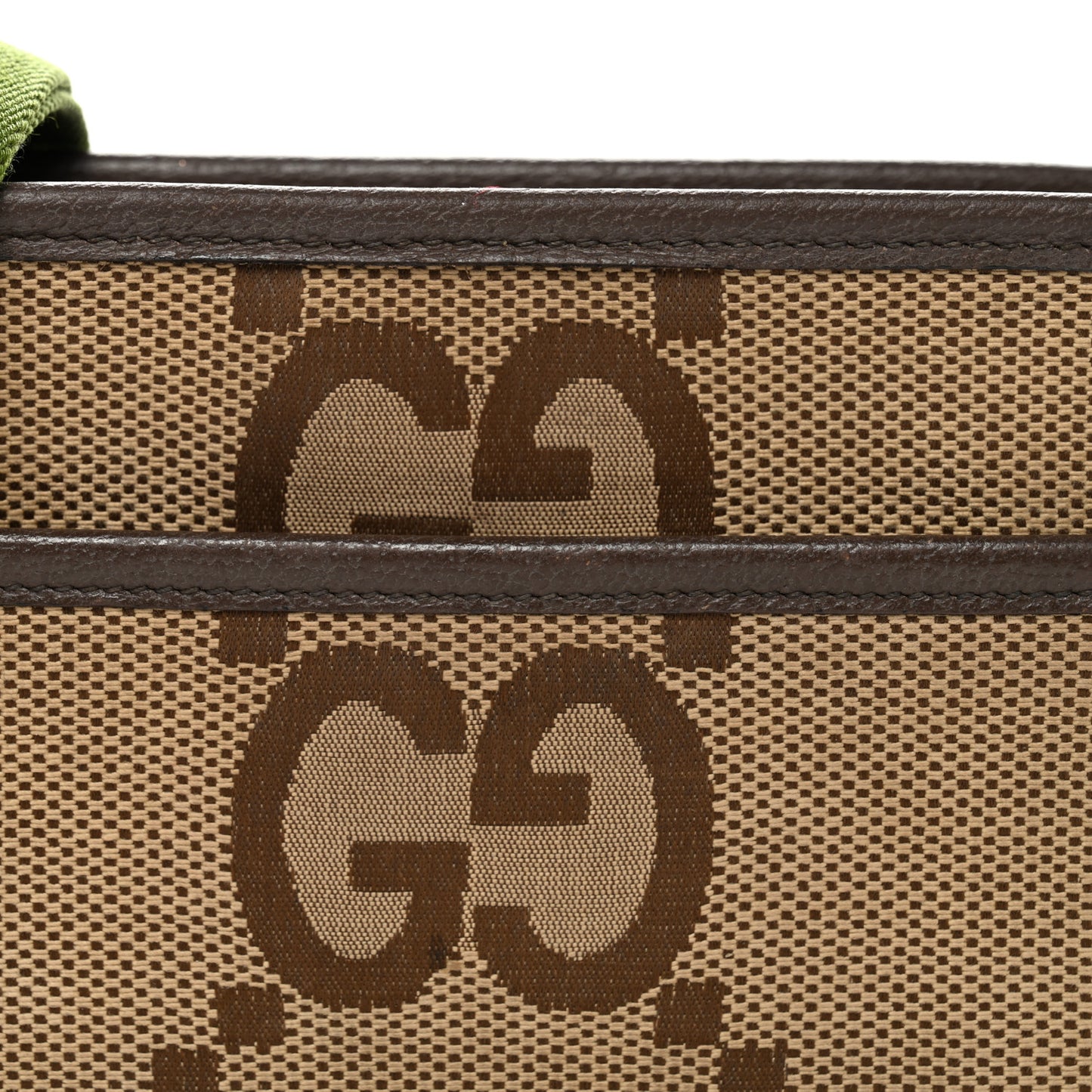 Monogram Jumbo GG Textured Dollar Calfskin Web Mini Crossbody Bag Camel Ebony New Acero