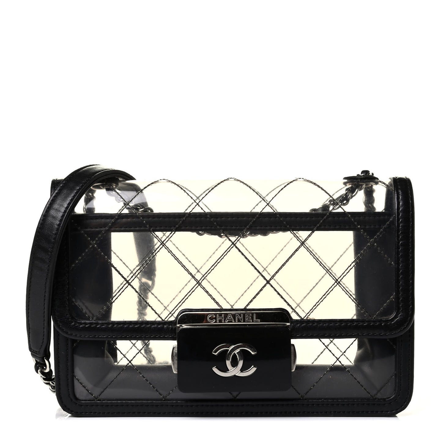 PVC Lambskin Quilted Mini Beauty Lock Flap Black