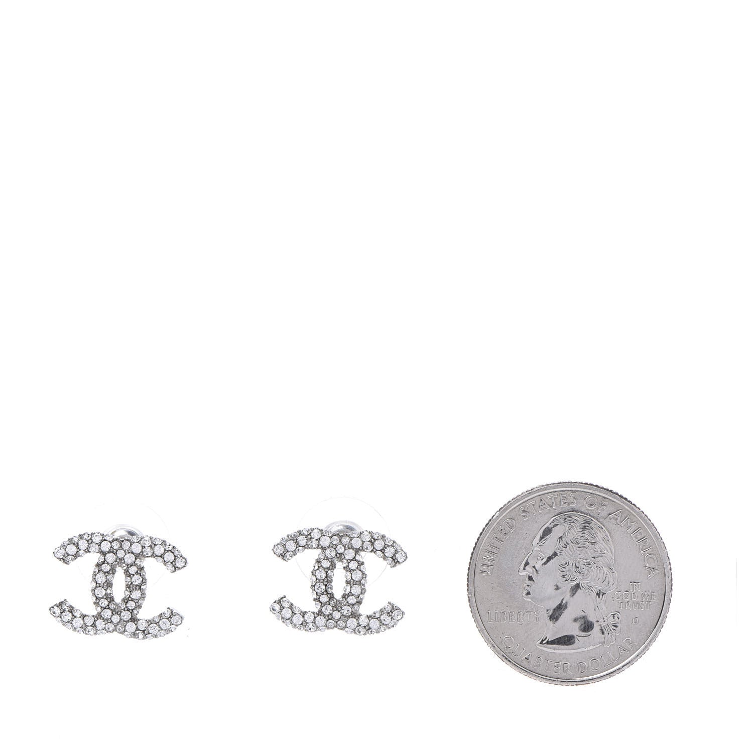 Chanel Crystal Mini CC Earrings Silver 3 of 10