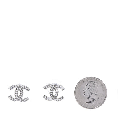 Chanel Crystal Mini CC Earrings Silver 3 of 10