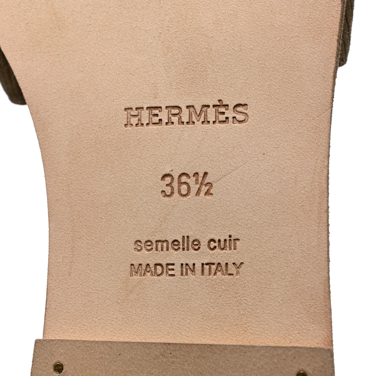 Hermes Suede Goatskin Oran Sandals 36.5 Beige Sable 8 of 9