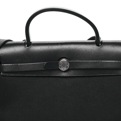 Hermes Toile Vache Calfskin Herbag 30 PM Black 8 of 14