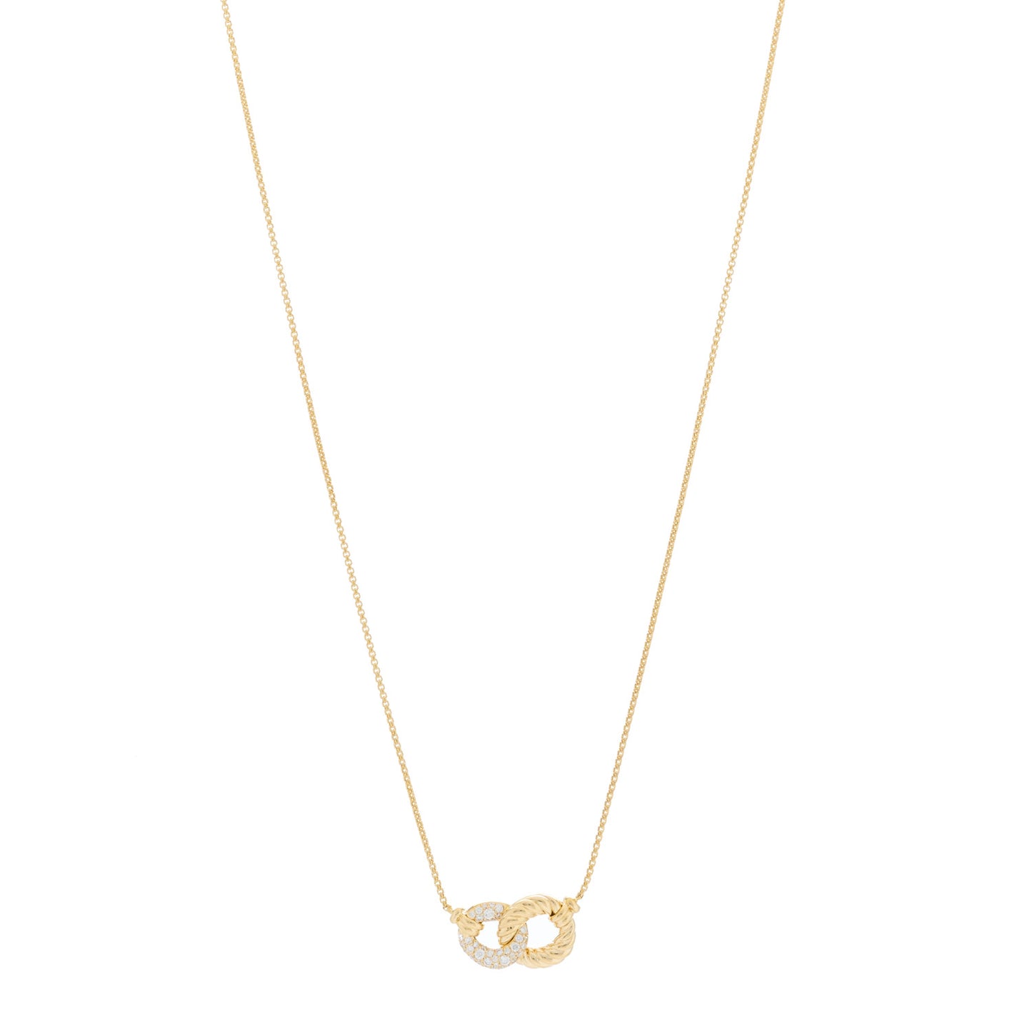 18K Yellow Gold Diamond Pave Extra-Small Belmont Pendant Necklace