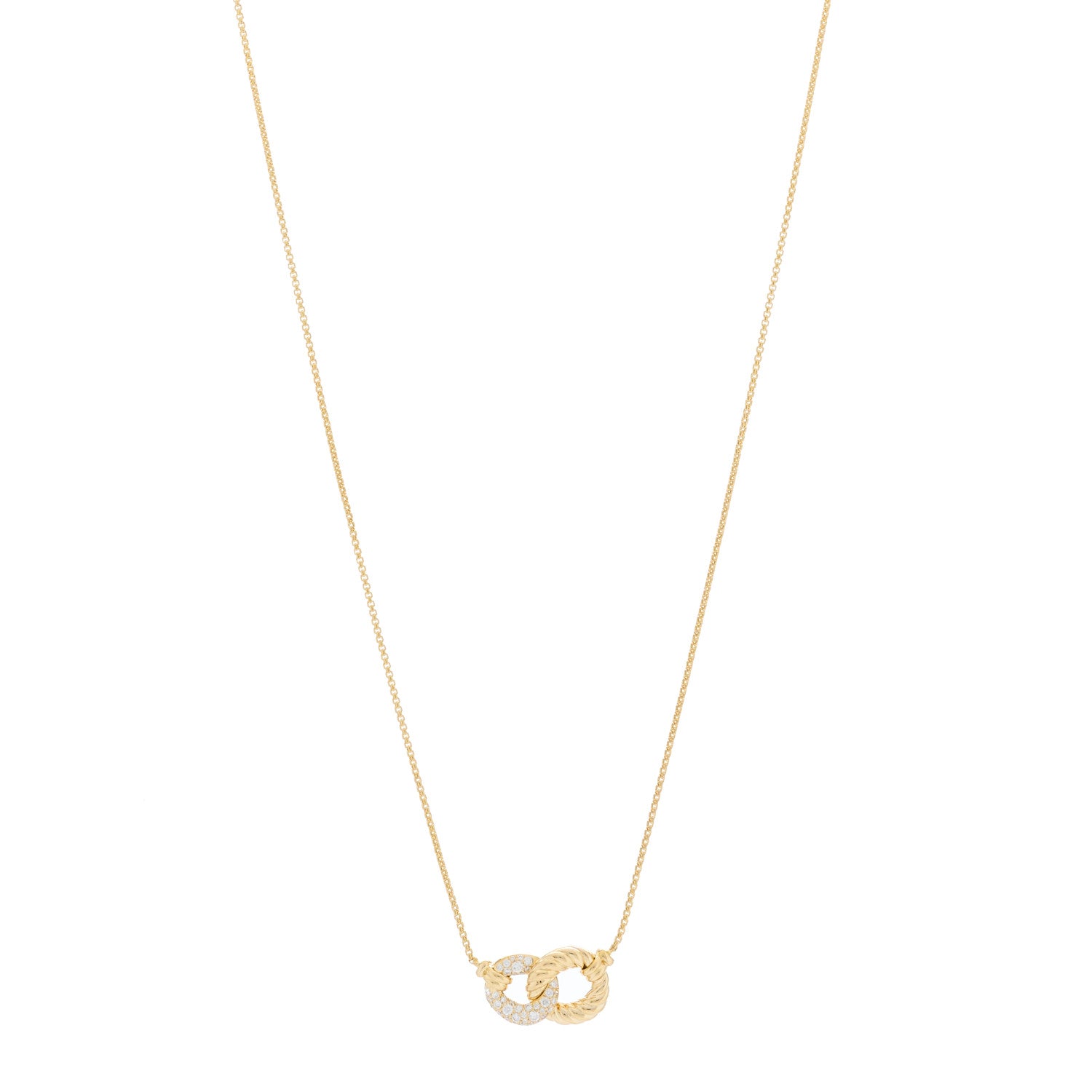 David Yurman 18K Yellow Gold Diamond Pave Extra-Small Belmont Pendant Necklace 1 of 4
