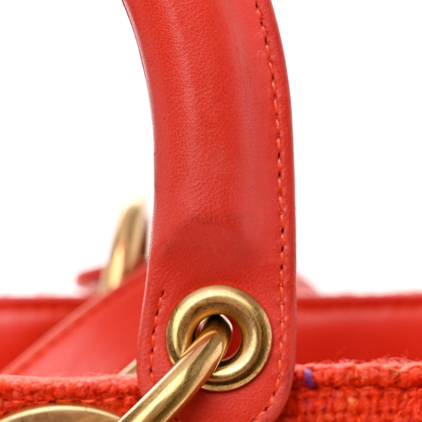 Tweed Cannage Large Lady Dior Orange