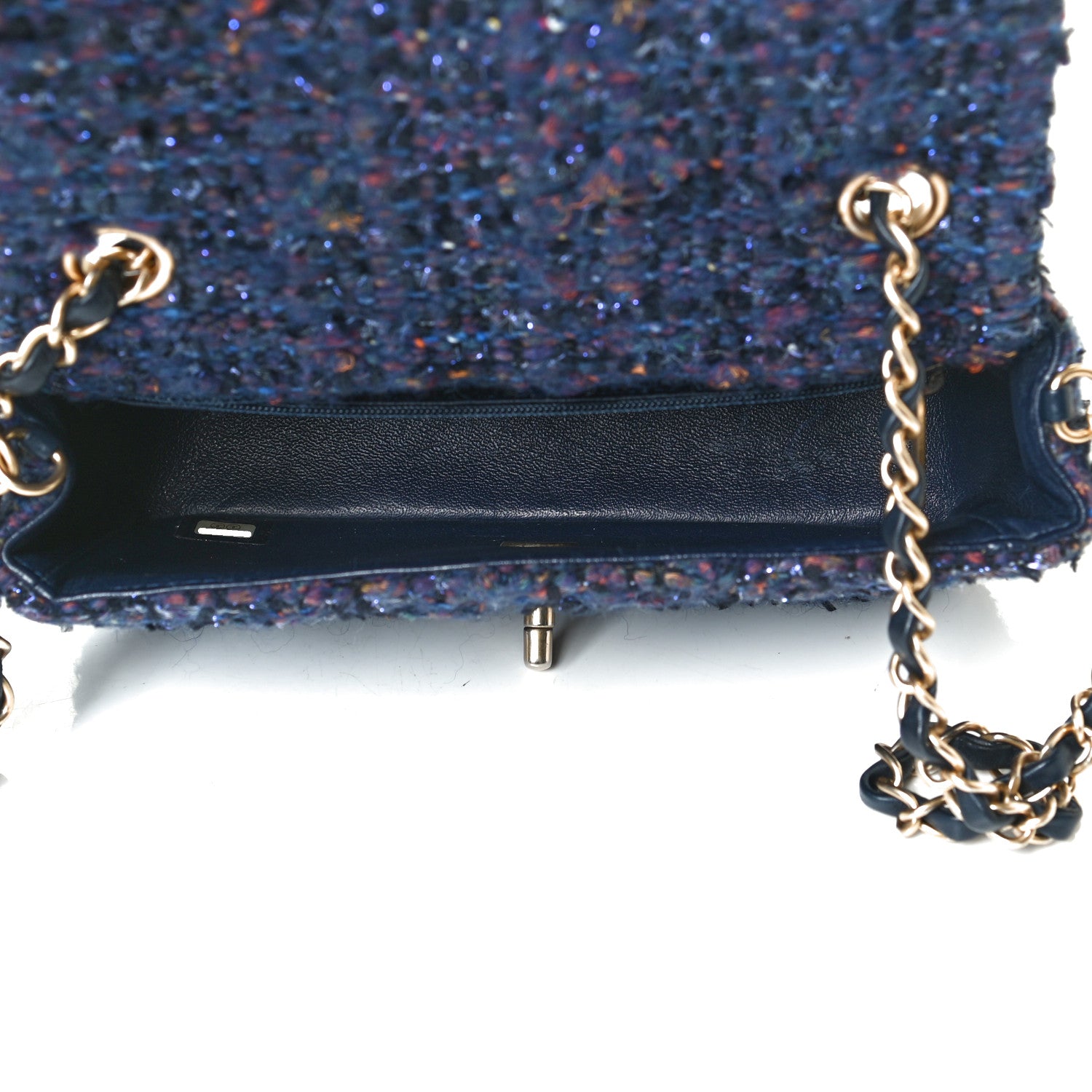 Chanel Tweed Quilted Mini Rectangular Flap Blue Multicolor 5 of 10
