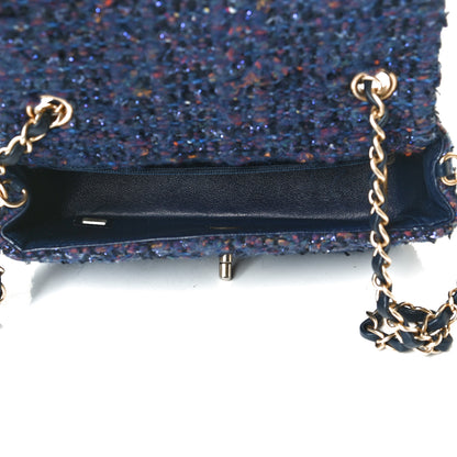 Chanel Tweed Quilted Mini Rectangular Flap Blue Multicolor 5 of 10