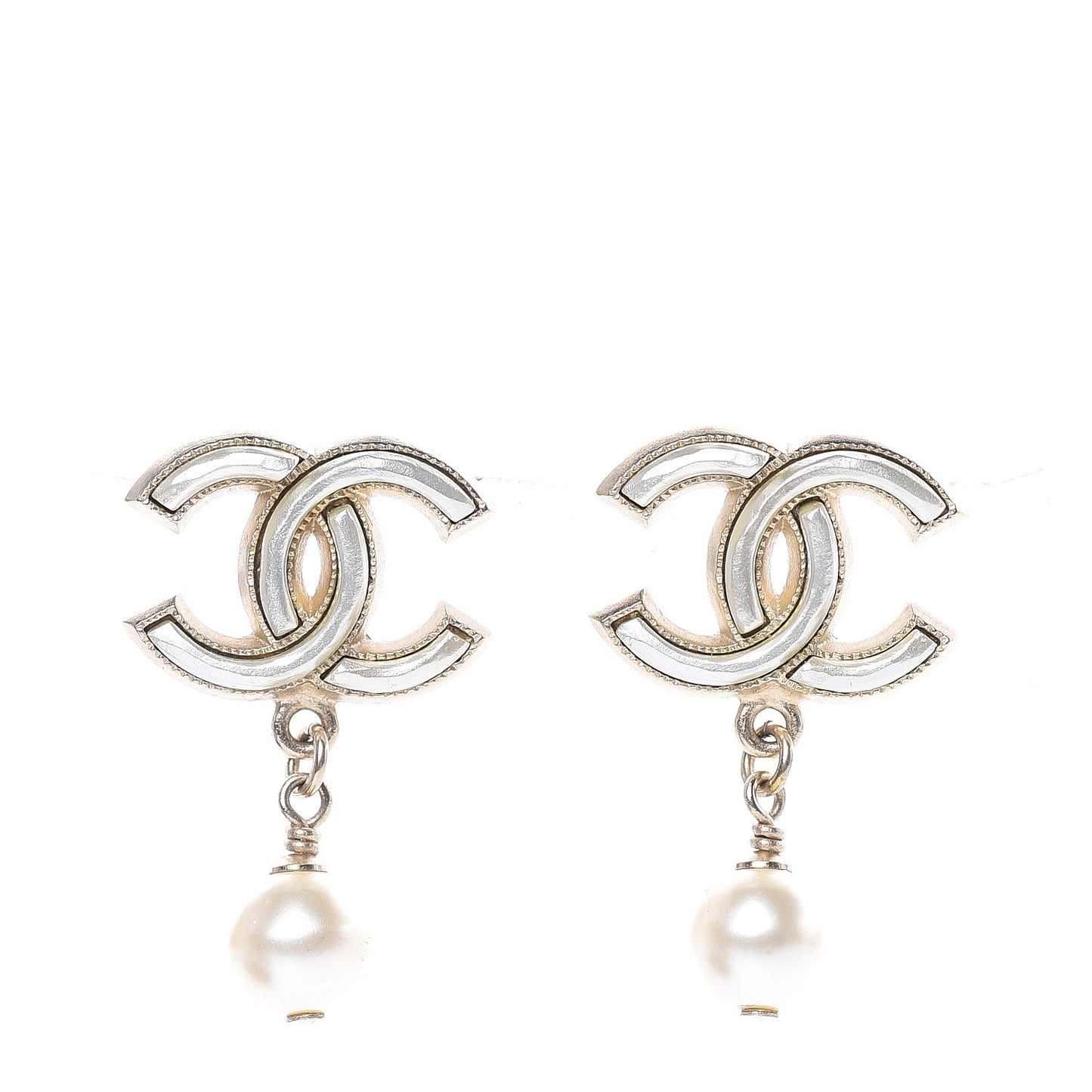 Pearl CC Drop Earrings Gold
