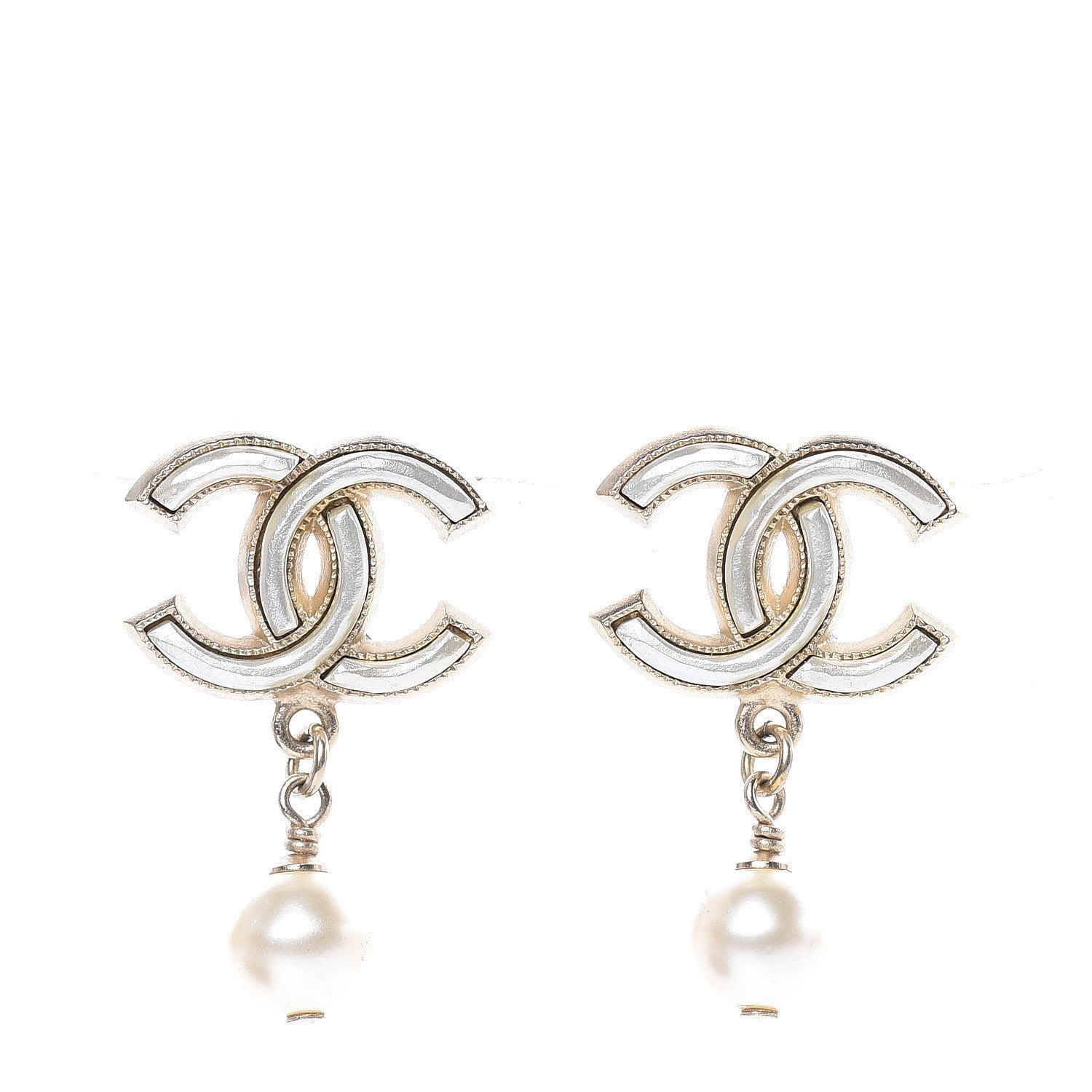 Chanel Pearl CC Drop Earrings Gold 1 of 5
