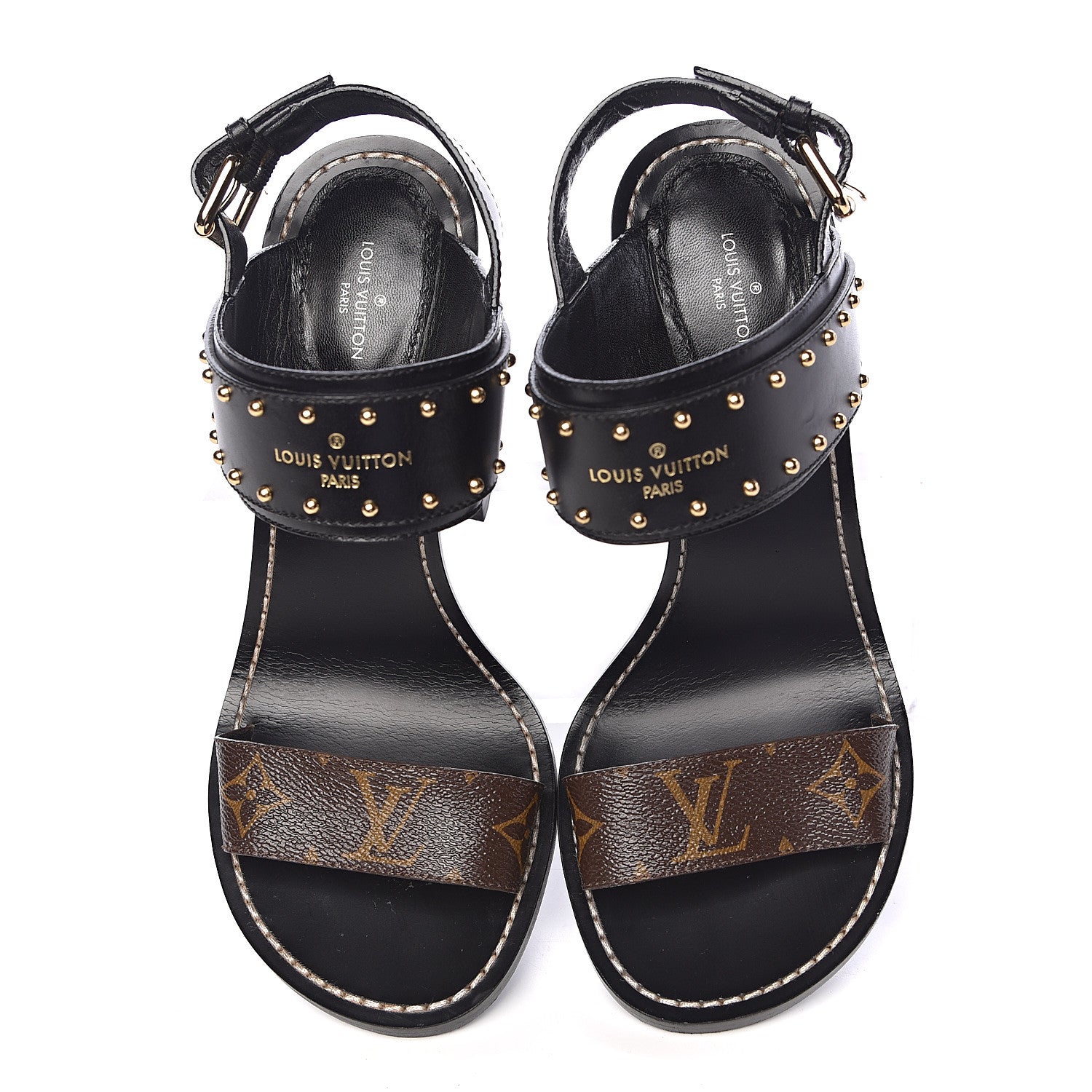 Louis Vuitton Calfskin Monogram Nomad Heeled Sandals 39 Black 7 of 16