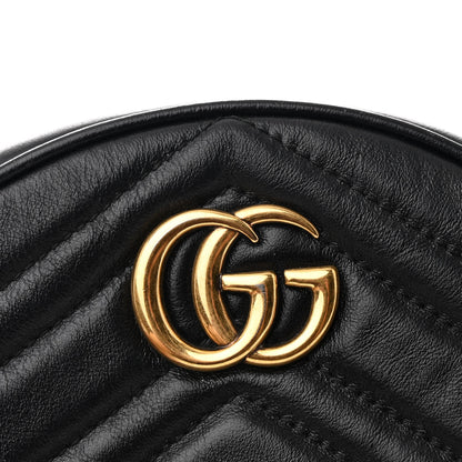 Gucci Azalea Calfskin Matelasse Heart Mini GG Marmont Round Shoulder Bag Black 8 of 11