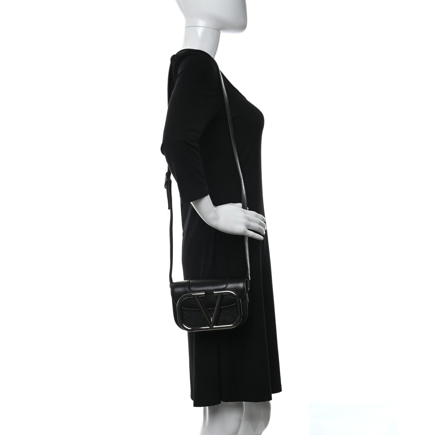 Valentino Garavani Brushed Calfskin Small Supervee Crossbody Bag Black 2 of 8