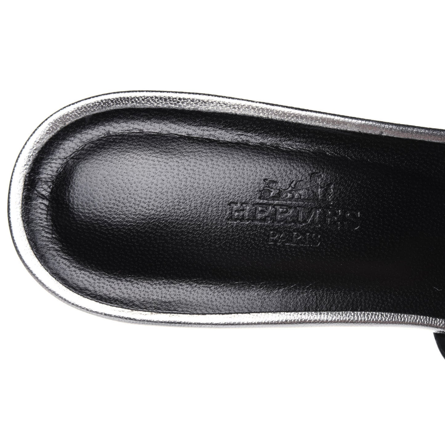 Metallic Calfskin Tandem Sandals 38 Gris Argente