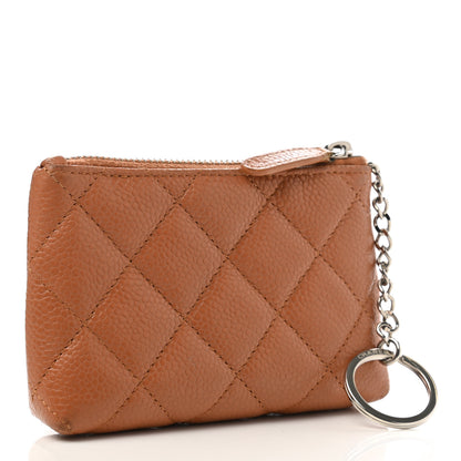 Chanel Caviar Quilted Key Holder Case Light Brown 3 of 9