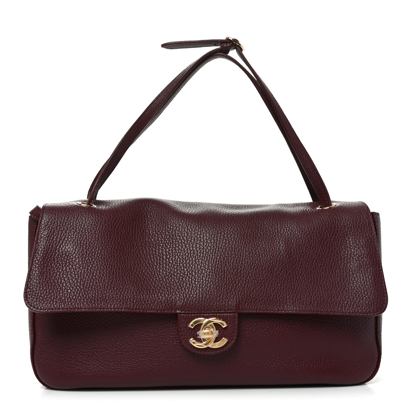 Grained Calfskin Small Souplissimo Maxi Flap Burgundy