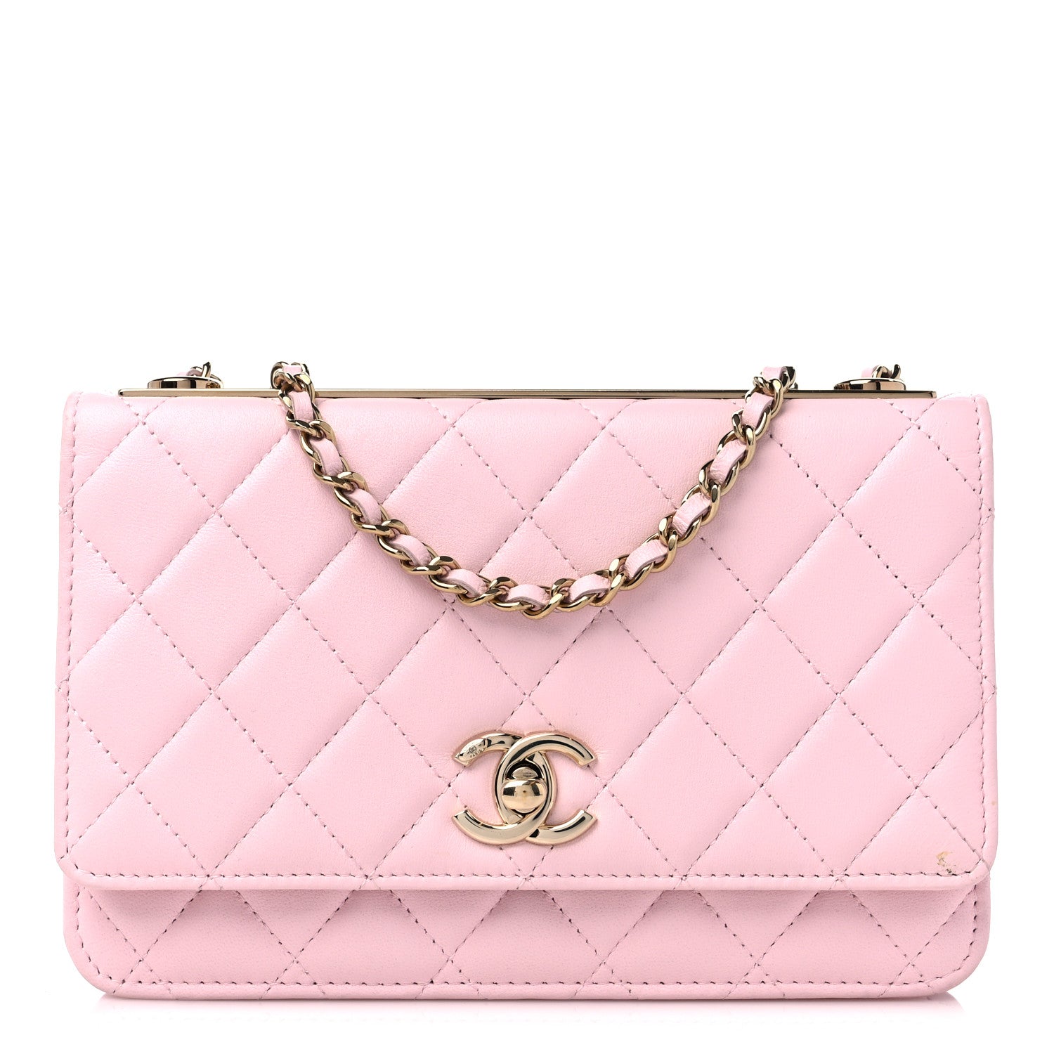 Chanel Lambskin Quilted Trendy CC Wallet On Chain WOC Pink 1 of 12