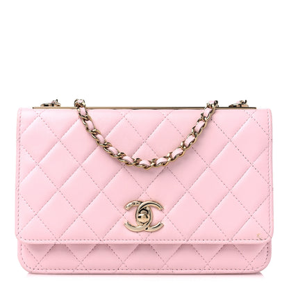 Chanel Lambskin Quilted Trendy CC Wallet On Chain WOC Pink 1 of 12