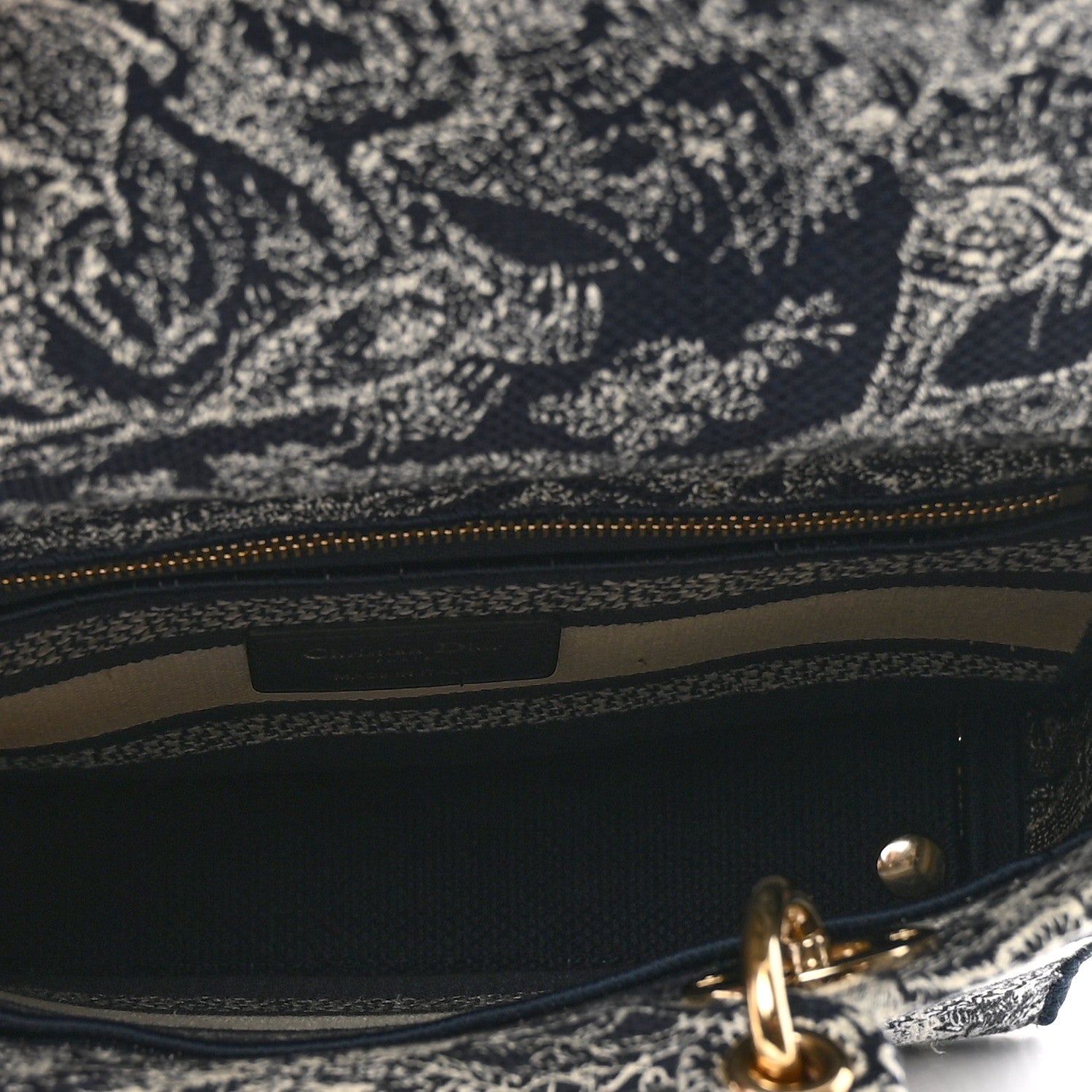 Christian Dior Toile de Jouy Embroidered Medium Lady D-Lite Navy 5 of 11