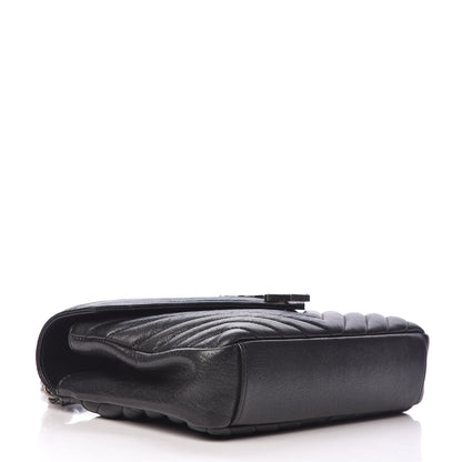 Saint Laurent Sheepskin Matelasse Chevron Monogram Medium College Bag Black 4 of 12