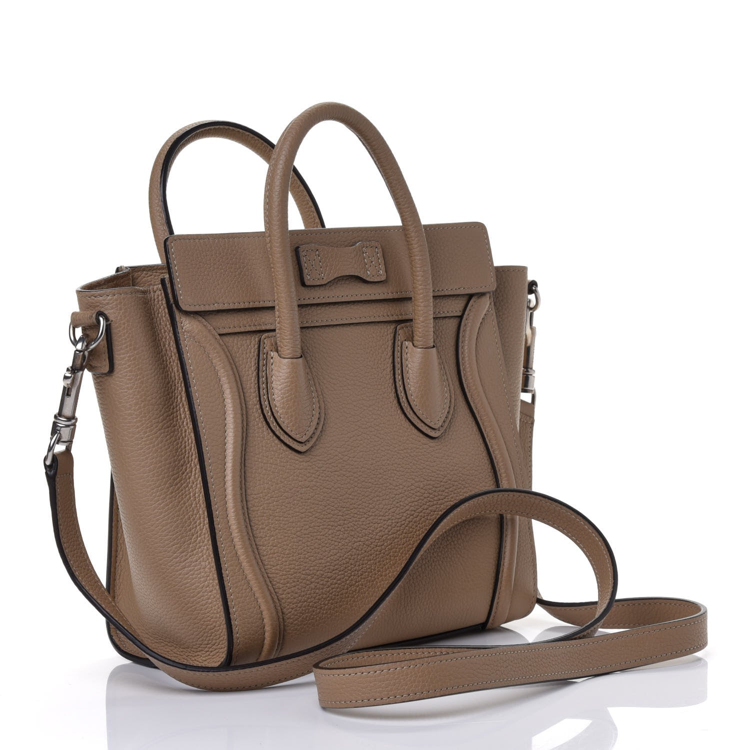 Celine Drummed Calfskin Nano Luggage Dune 2 of 4