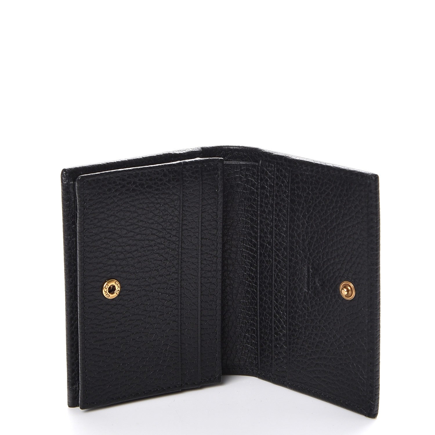 Gucci Pebbled Calfskin Butterfly Card Case Black 5 of 7