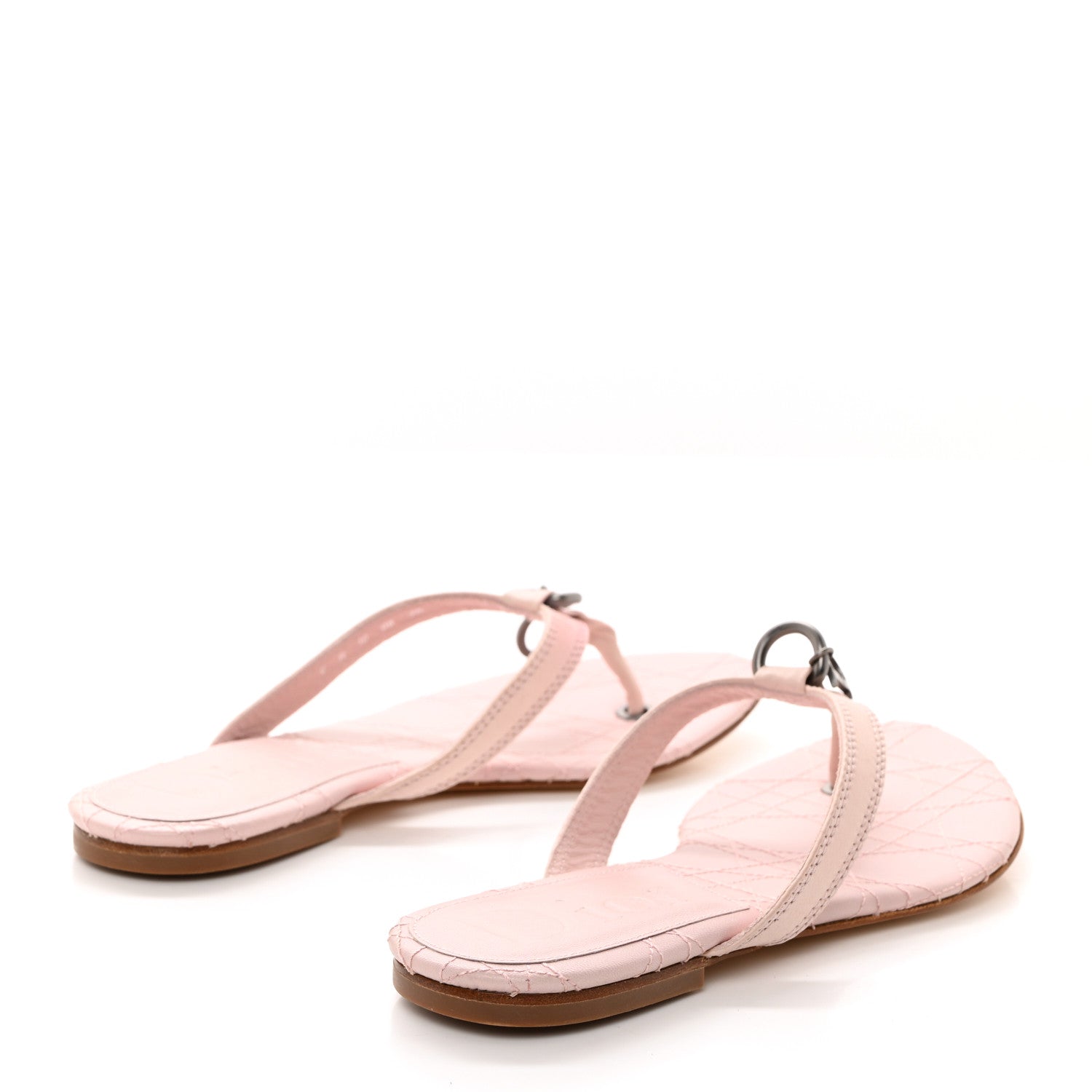 Christian Dior Lambskin Cannage Thong Sandals 36 Rose De Vents 4 of 9