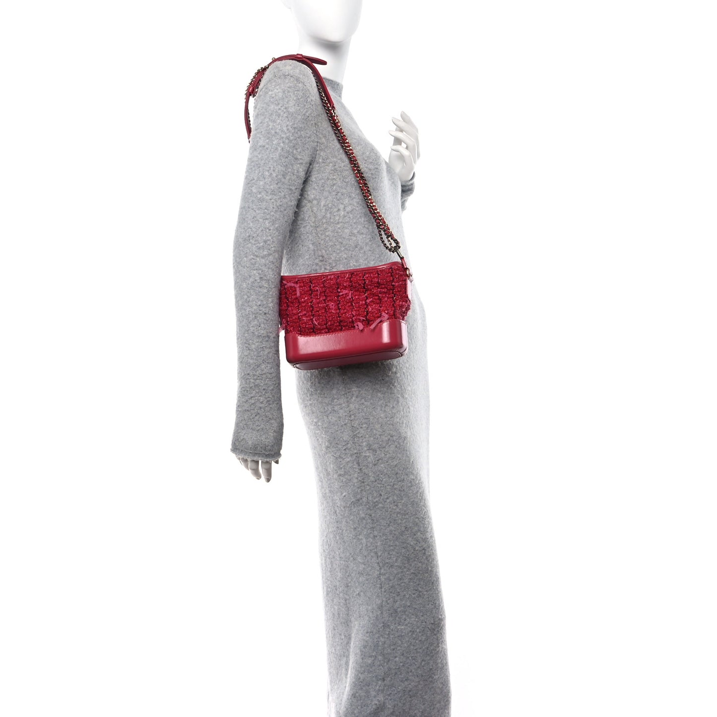 Tweed Calfskin Quilted Small Gabrielle Hobo Pink