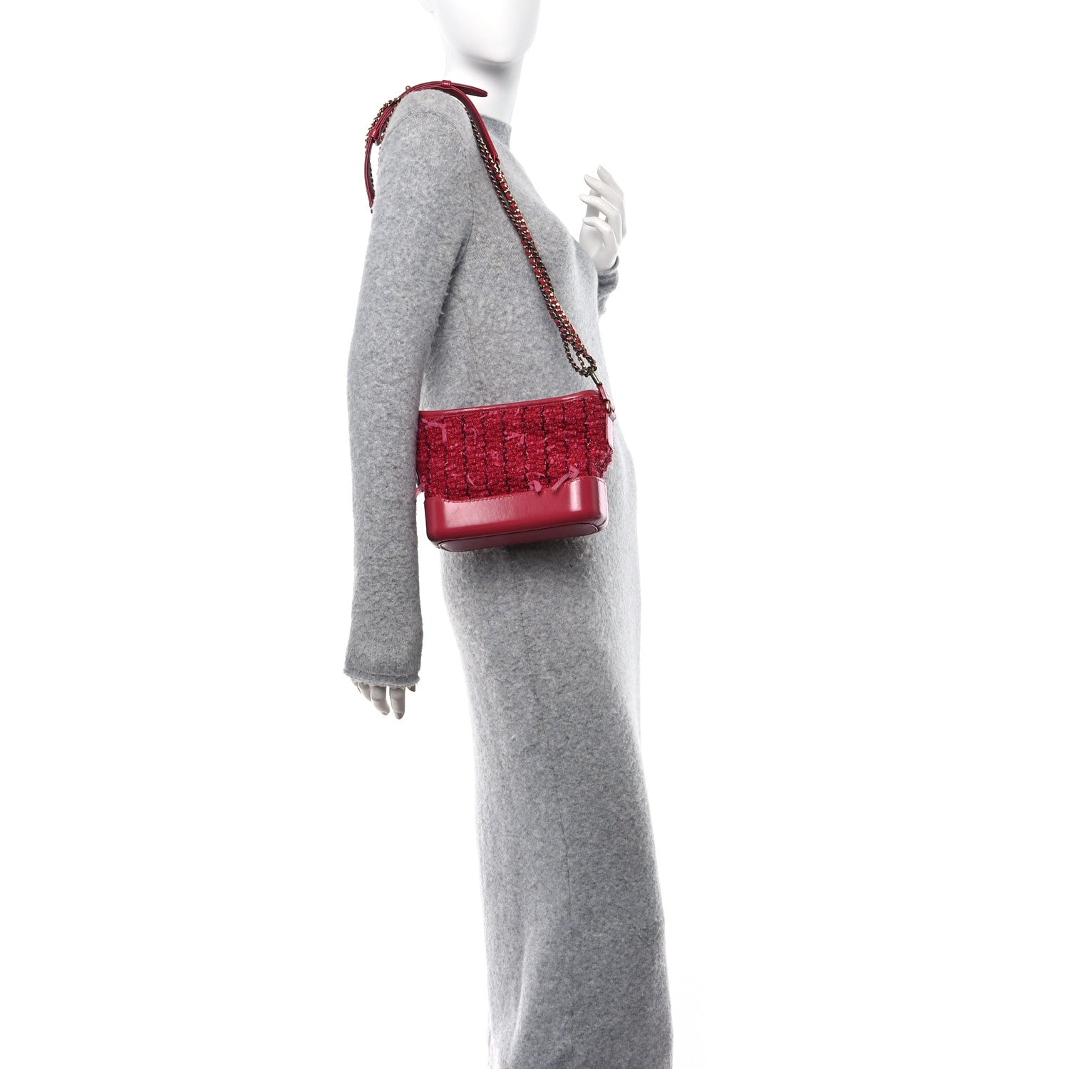 Chanel Tweed Calfskin Quilted Small Gabrielle Hobo Pink 2 of 10