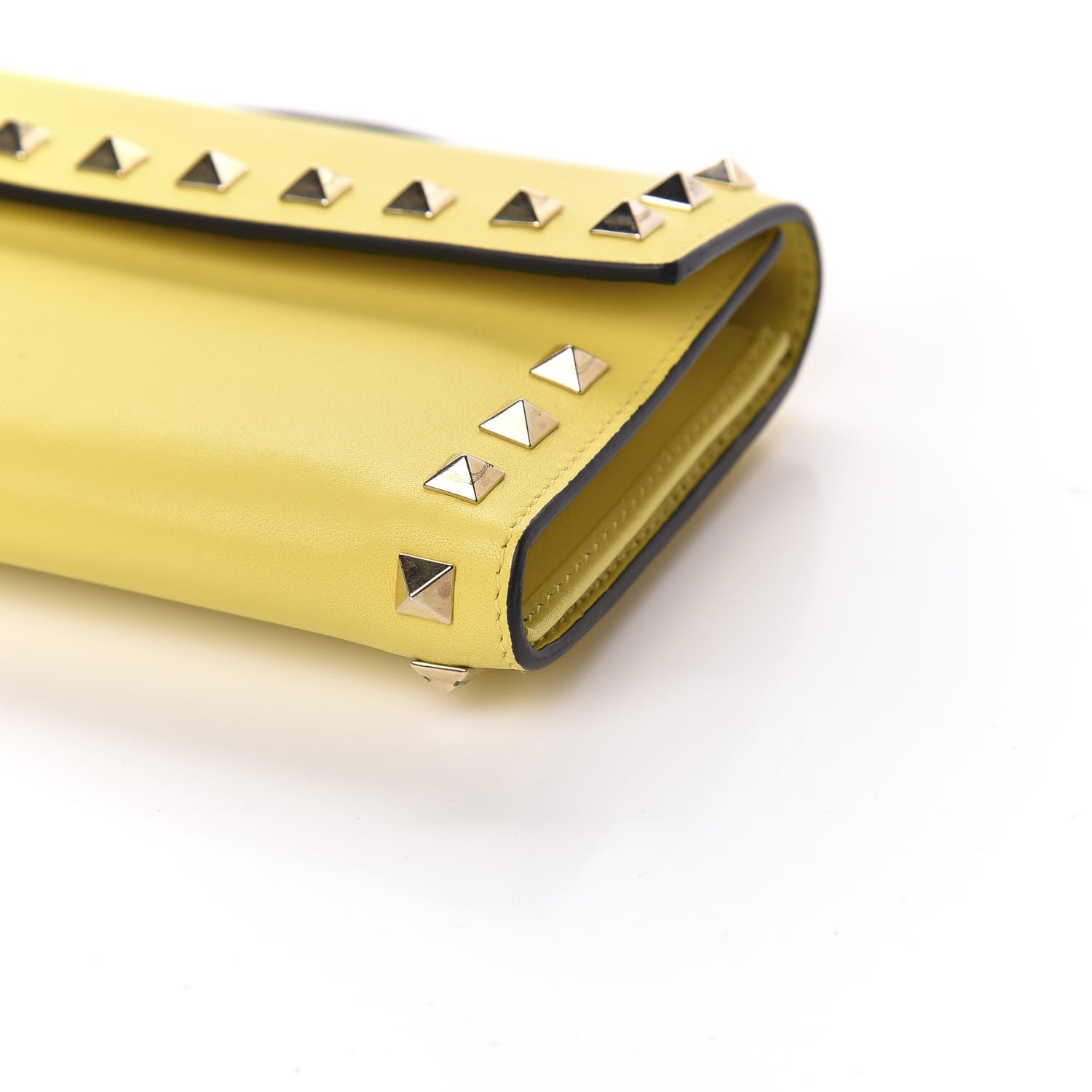 Valentino Garavani Calfskin Rockstud Wristlet Wallet Naples Yellow 10 of 13
