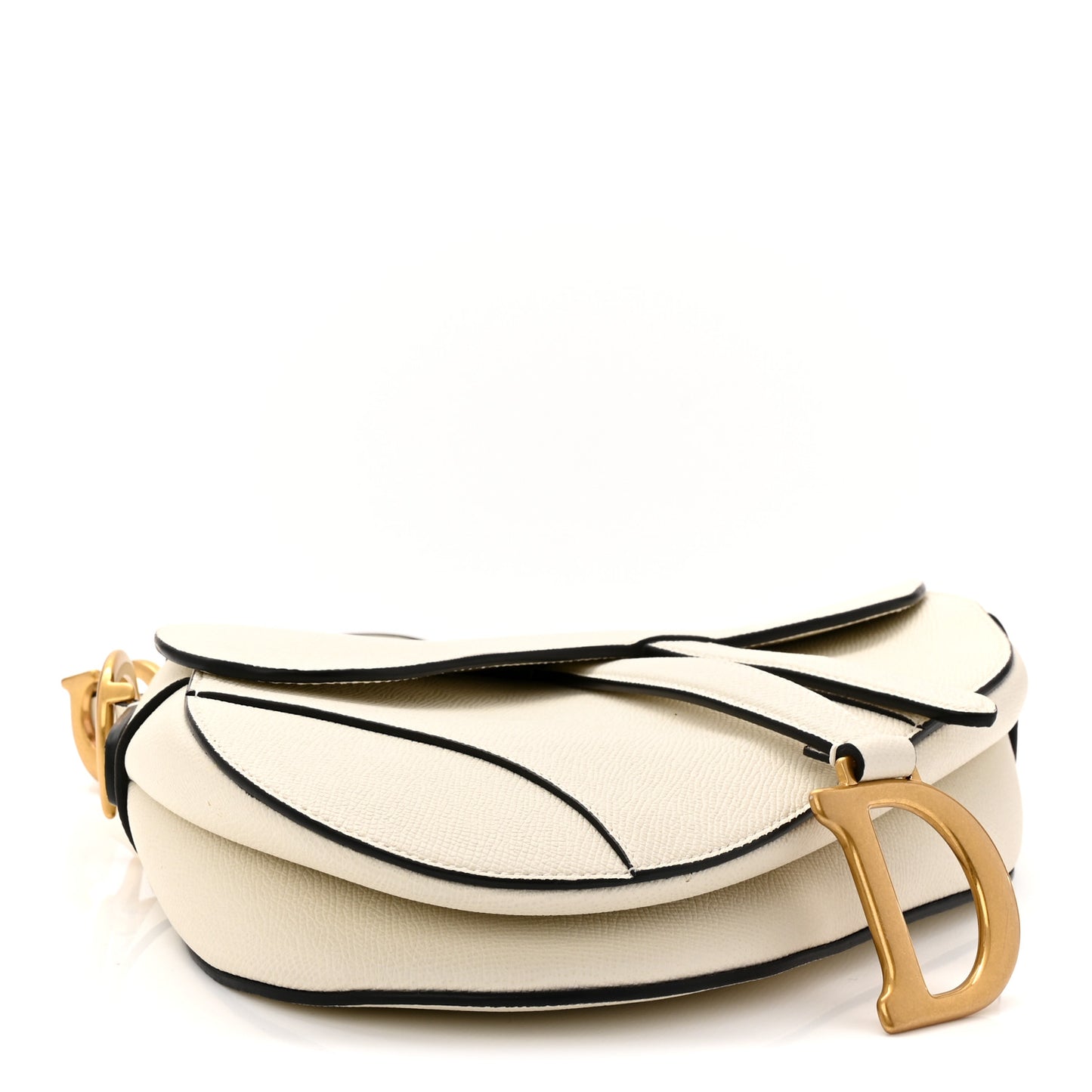 Grained Calfskin Saddle Bag With Strap Latte