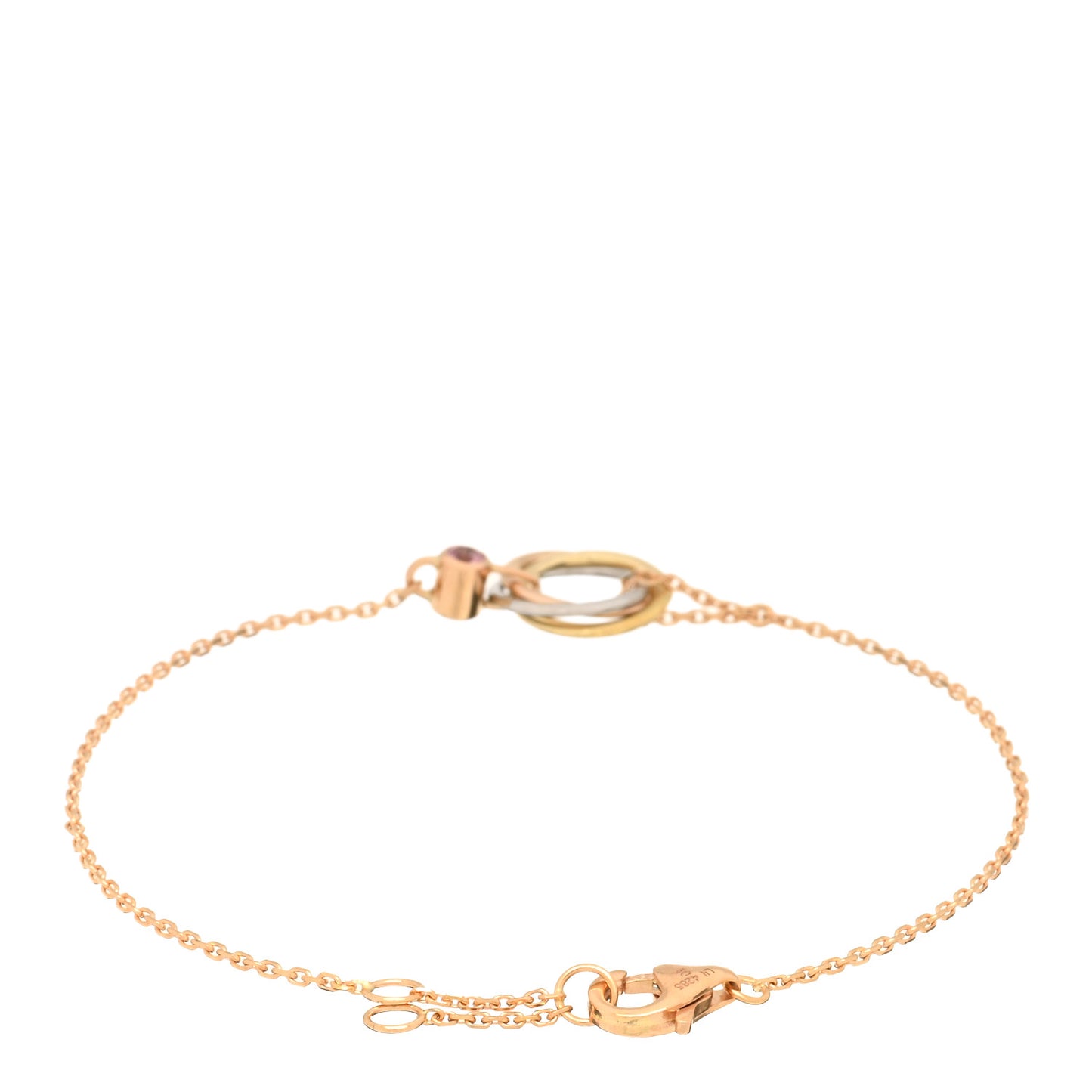 18K Pink Yellow White Gold Pink Sapphire Trinity Bracelet