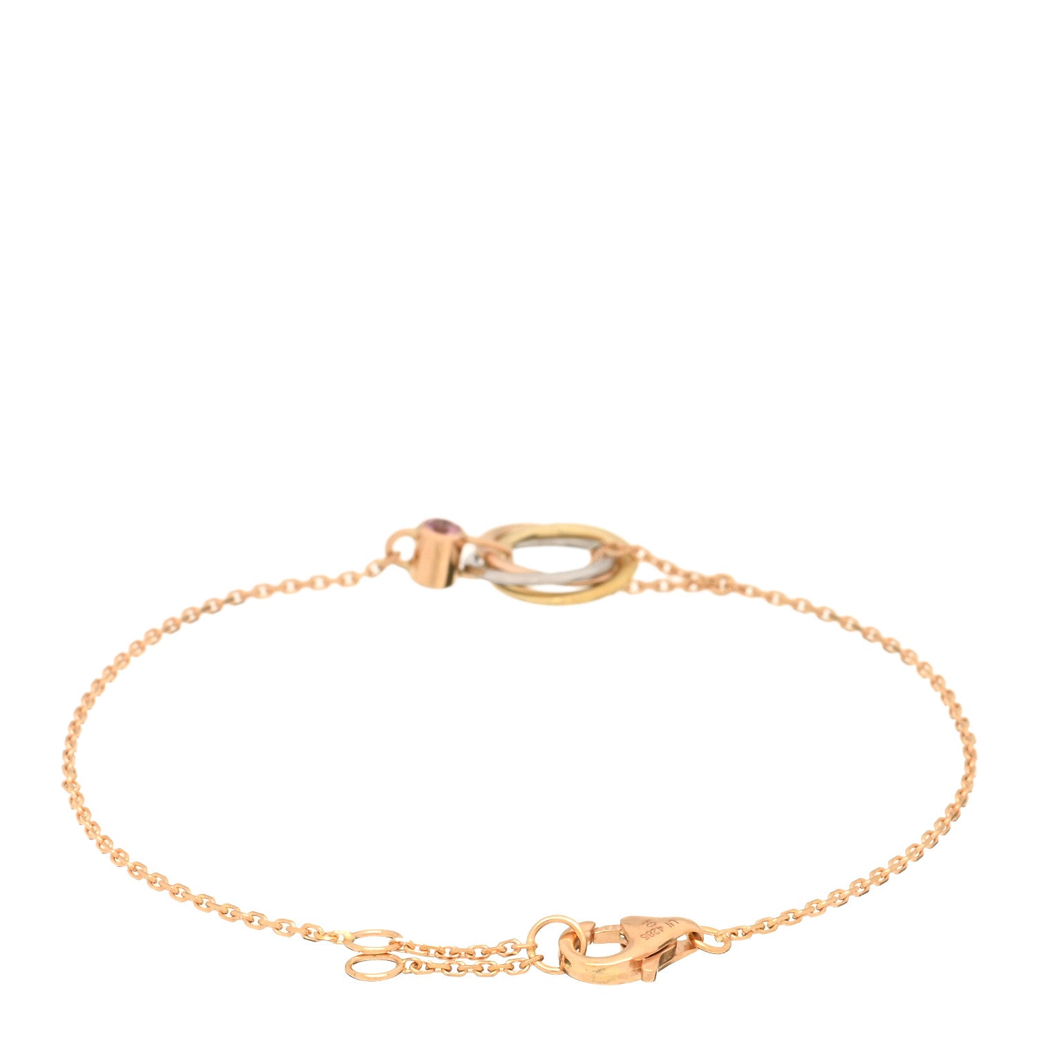 Cartier 18K Pink Yellow White Gold Pink Sapphire Trinity Bracelet 2 of 3