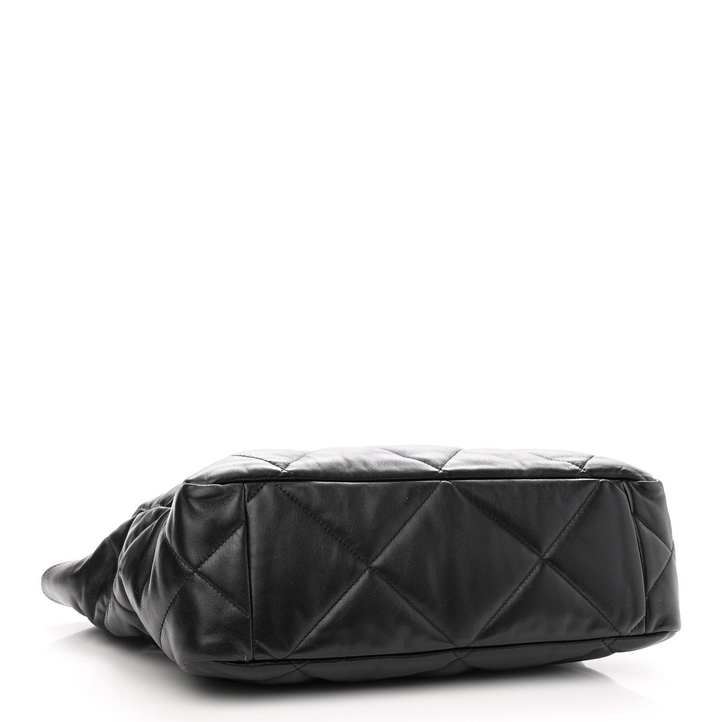 Lambskin Quilted Chanel 19 East West Shopping Bag Black