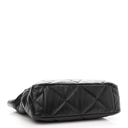 Chanel Lambskin Quilted Chanel 19 East West Shopping Bag Black 4 of 12
